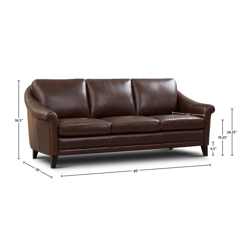 Genuine Leather 61'' Rolled Arm Loveseat, Brown Genuine Leather, 3