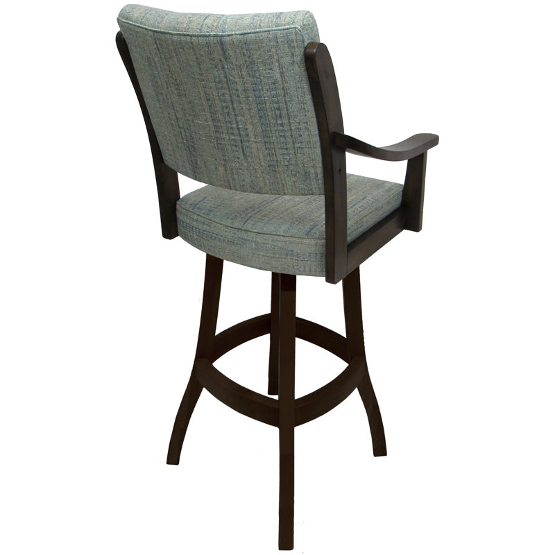 Bellamy Extra Tall Swivel Wood Stool, Watusi Aquatint Seat/New Brown Frame, Bar Stool (34” Seat Height)
