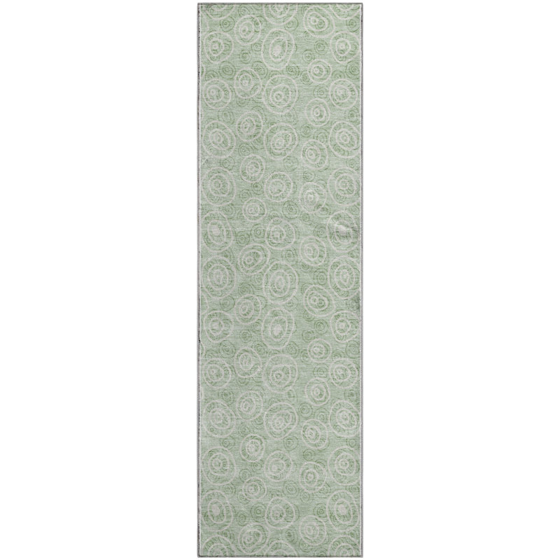 Premium Machine Washable Prisco Mint Rug, Runner 2'3" x 7'6"