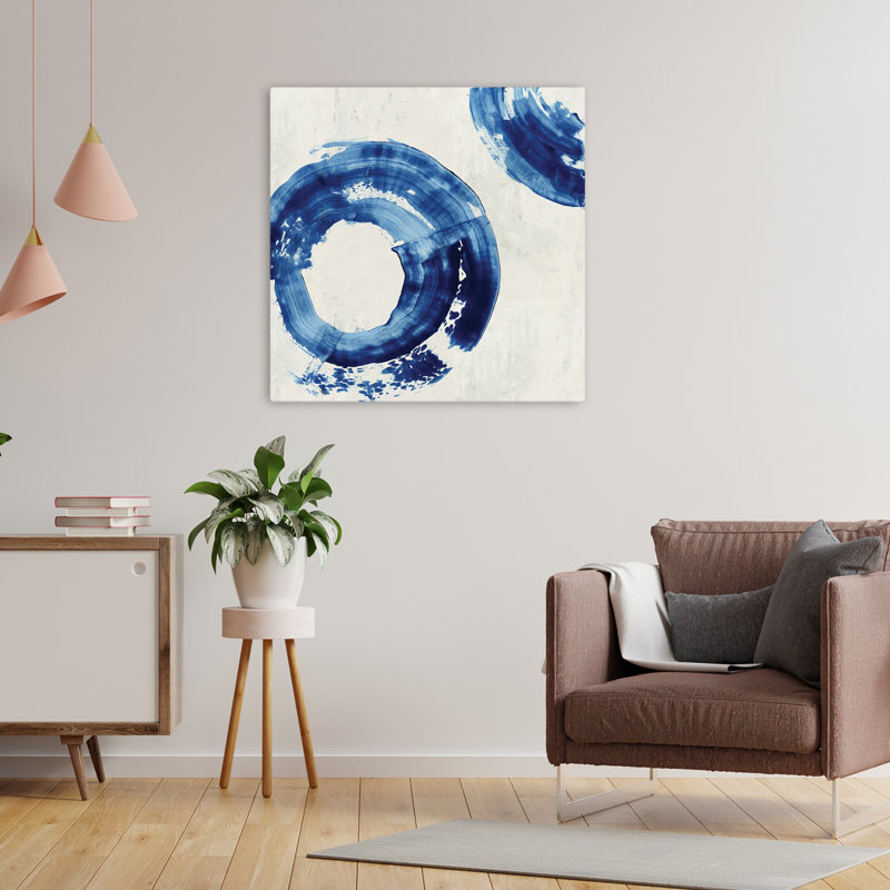 (Rf070-A) Bleu argenté III, art moderne moderne, H 24 po x l 24 po