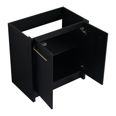 Meuble-lavabo de salle de bain autoportant 30 po - châtaignier noir, modèle moderne tentant, porte à fermeture en douceur, grand espace de rangement captivant modèle 30 po
