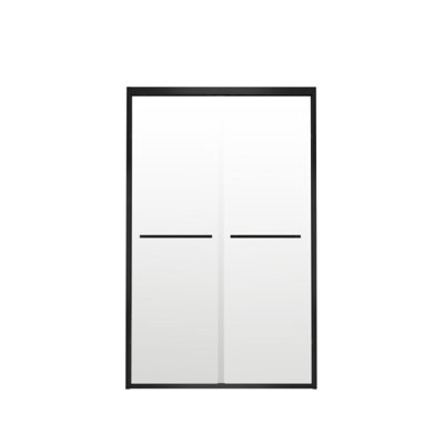 76" Aluminum Frame Double Sliding Shower Door,Bypass Bathroom Sliding Door With 1/4" (6Mm) Clear Tempered Glass, Hardware Sliding Glass Shower Enclosure,Chrome Finished