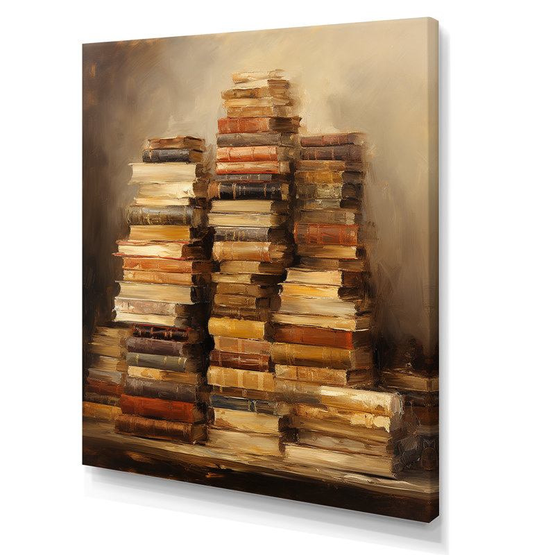 Ancienne bibliothèque de lecture mystère II - livres, art mural, Toile tendue, 44" H x 34" W