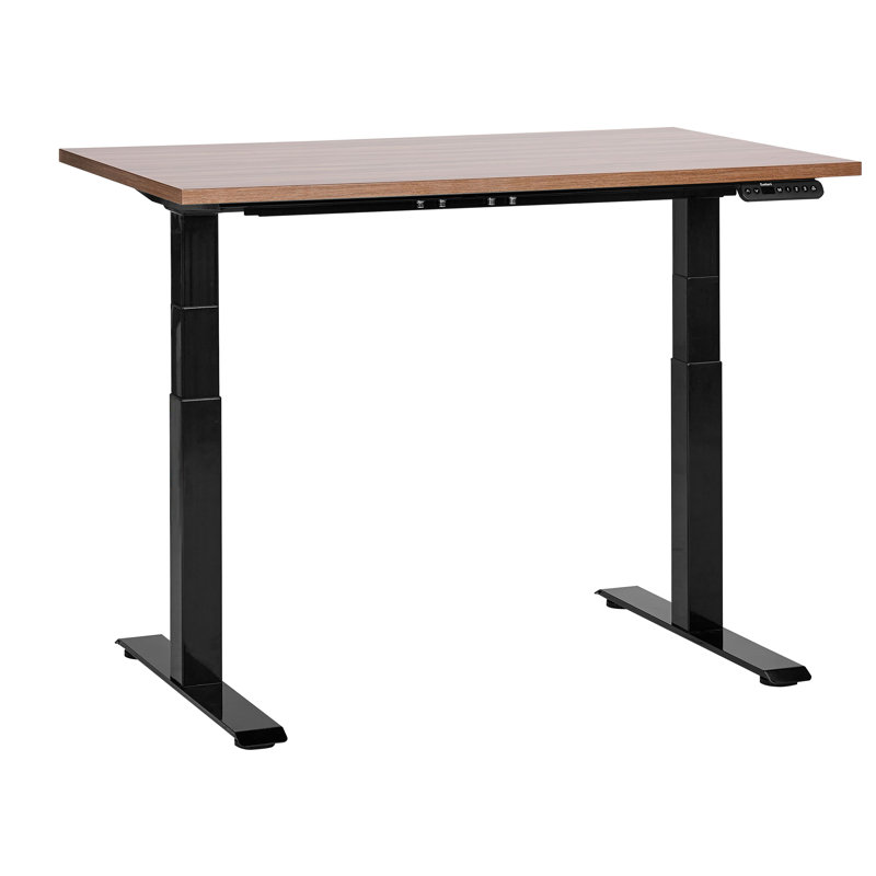 Luff Adjustable Height Steel Standing Desk, 128cm H x 120cm W x 72cm D, Black, Brown