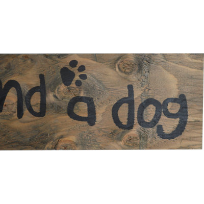 «All You Need Is Love and a Dog», reproduction d'art textuel sur bois