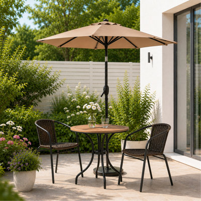 7.5 FT Patio Umbrella, Outdoor Market Yard Umbrella, Sun Shade Umbrella with Push Button Tilt and Crank Mechanism for Garden, Deck, Pool and Backyard, Not Include Umbrella Base, Brown