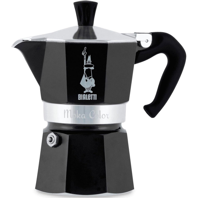 Black Aluminum 3-Cup Stovetop Espresso Maker