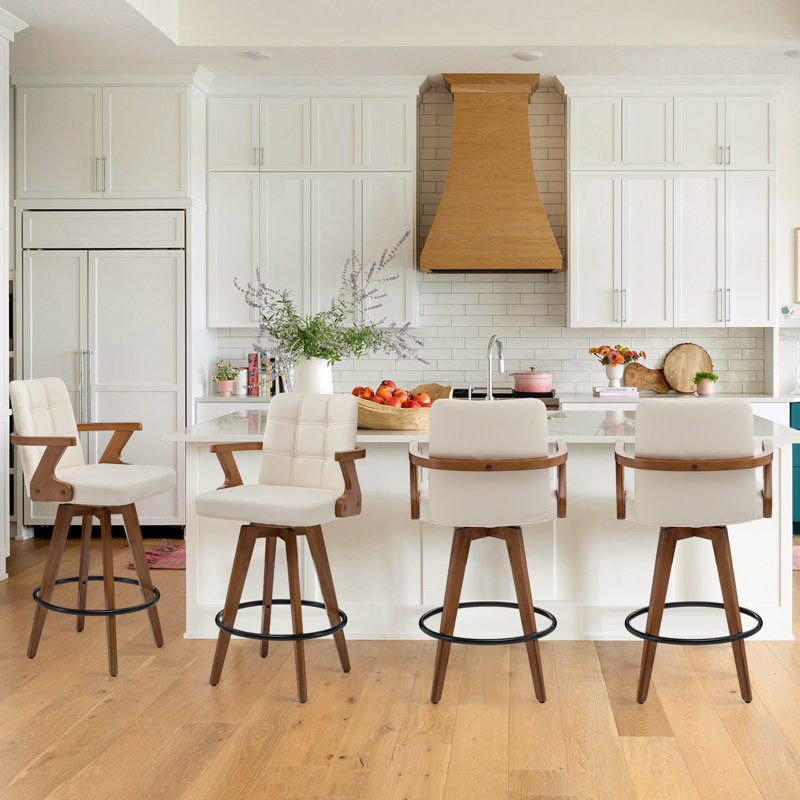 Howley 68.1cm Swivel Bar Stool, Beige