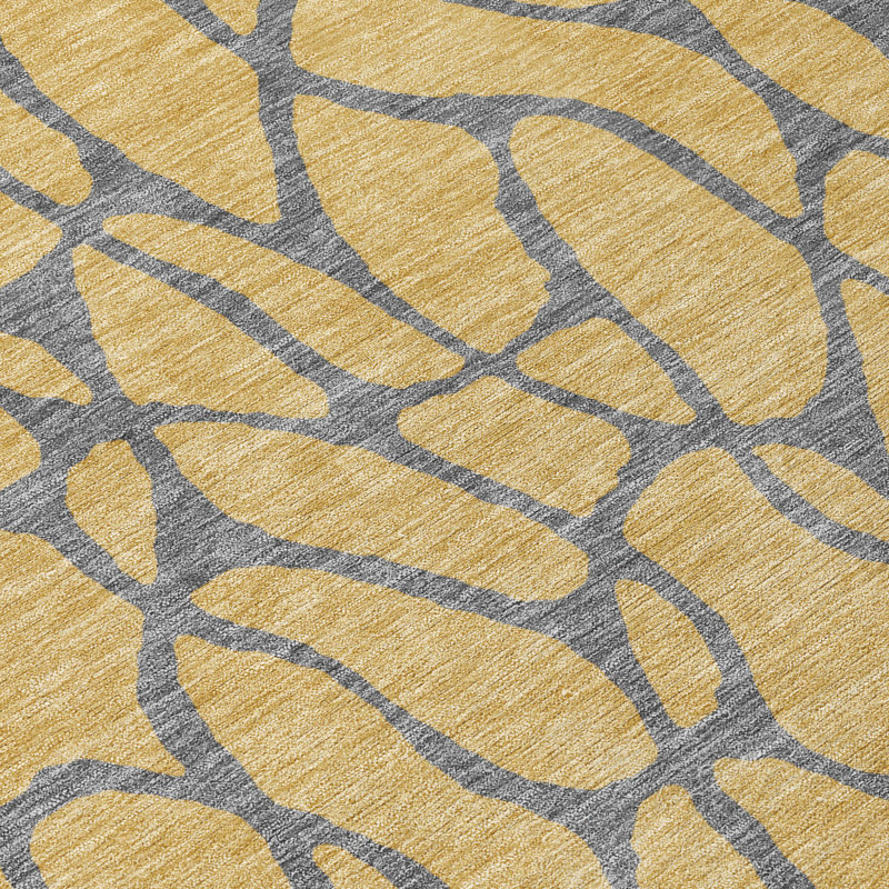 Elowira Gold Washable Indoor-Outdoor Rug - , 2'3" x 7'6"
