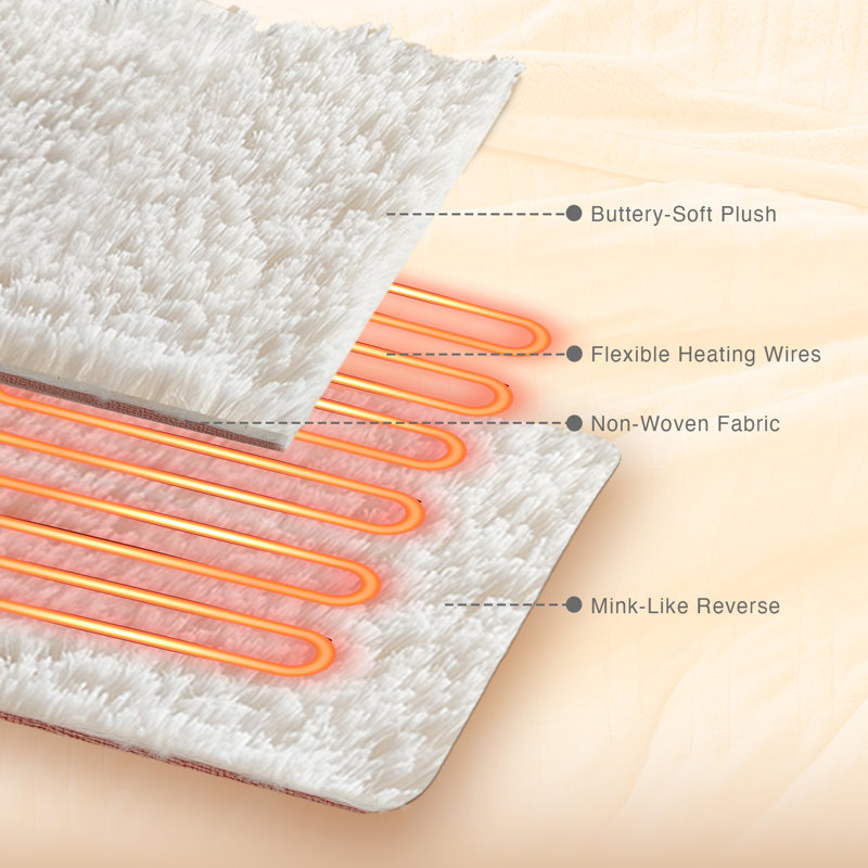 Heated Plush Ultra-Soft Electric Blanket, Full, Ivory
