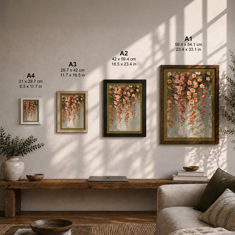 Falling Bloom Botanical - Framed Print, A4 - 29.7 x 21.0 cm, Unframed