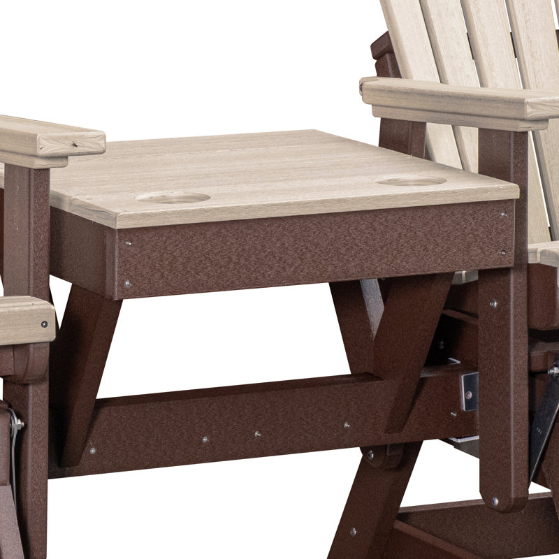 Balançoire double à hauteur de balcon avec table centrale sur une base, Beige/brun