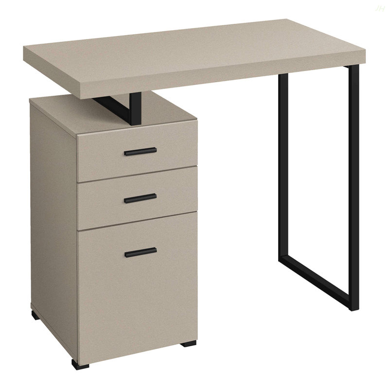 Bureau d'ordinateur, bureau personnel, ordinateur portable, installation à gauche, à droite, tiroirs de rangement, L 48 po, bureau, stratifié blanc, métal noir, contemporain, moderne