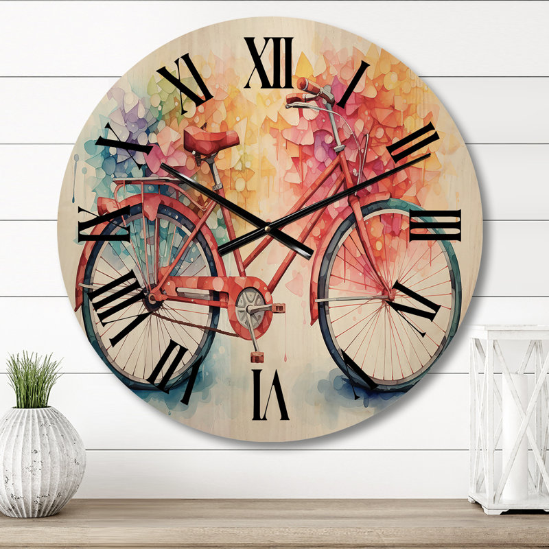 Horloge murale surdimensionnée en bicyclette avec pédales harmonieuses Pointillism II, Petit
