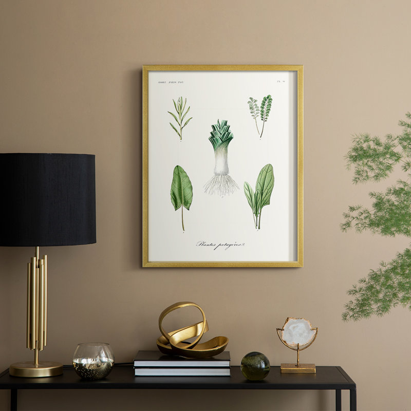 Reproduction encadrée de fruits et légumes I - bois massif, H 15 po x l 12 po, Doré