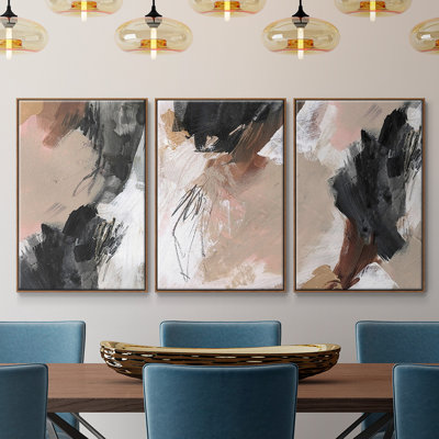 «Unbleached Neutrals IV», ensemble de 3 reproductions encadrées sur toile