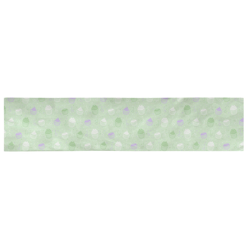Chemin de table géométrique avicia, 72 po x 16 po, Vert / Mauve, 100 % coton