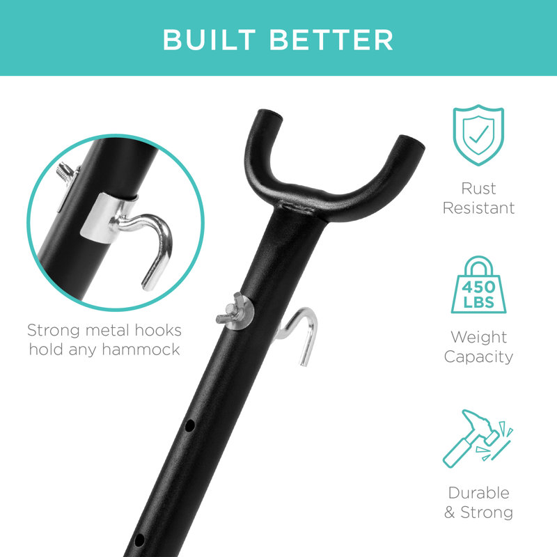 Heavy-Duty Black Steel Portable Hammock Stand with Wheel