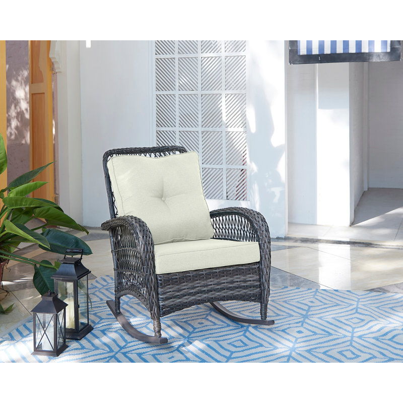 Chaise berçante en crème et noir