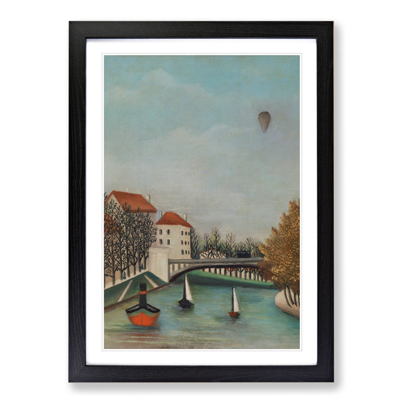 View of the Pont de Sevres by Henri Rousseau - Picture Frame Painting, Black, 36cm H x 27cm W x 2cm D