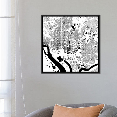 «Washington D.C.» Impression sur toile tendue grise
