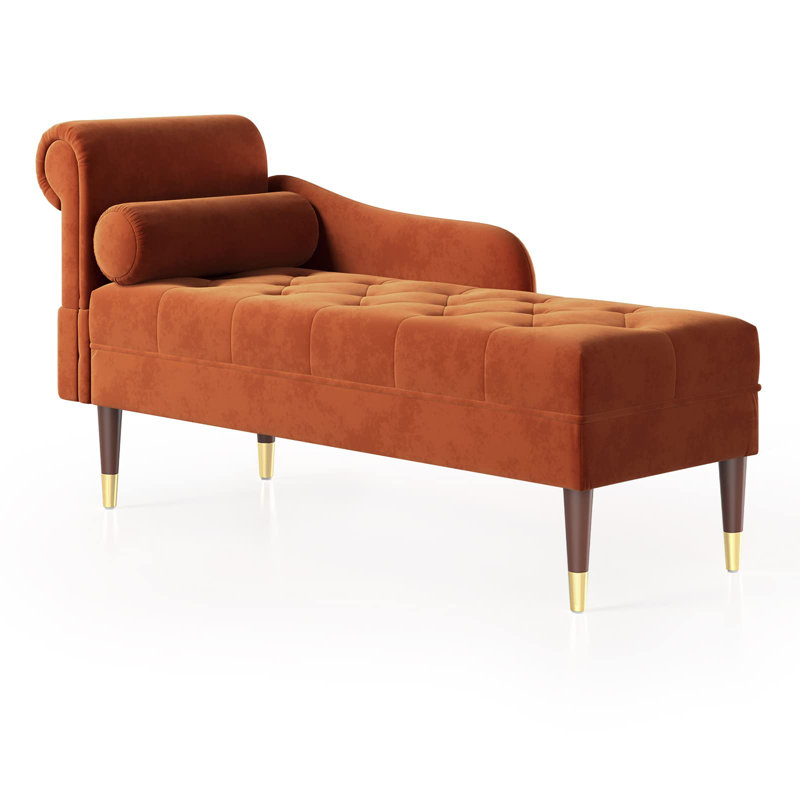 Hymes Velvet Chaise Lounge, Orange