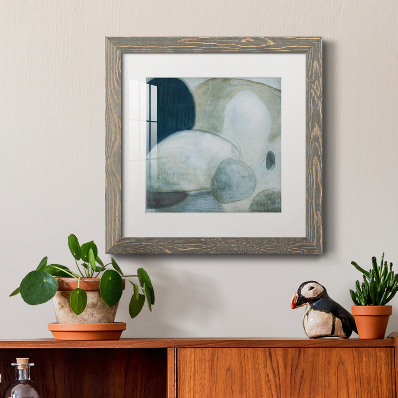 Aucune pierre non retournée - peinture encadrée, Cadre gris, H 27,5 po x l 27,5 po x P 1,5 po