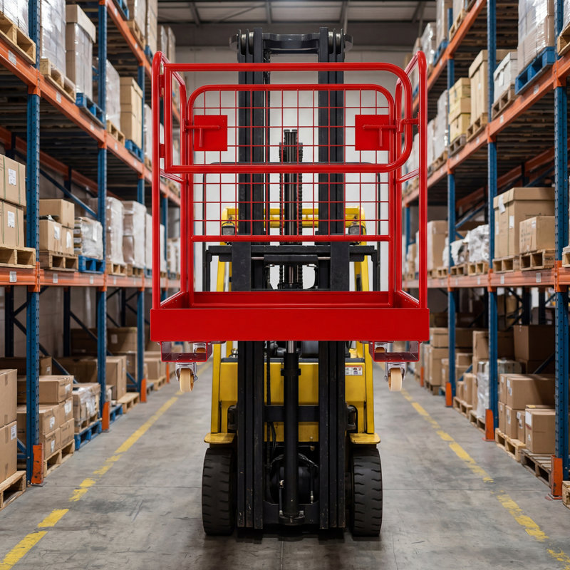 Cage de sécurité pour chariot élévateur pliable, panier de 36 脳 36 pouces, capacité de 1 200 lb avec chaîne de garde-corps et trou de bonde pour 1 à 3 personnes
