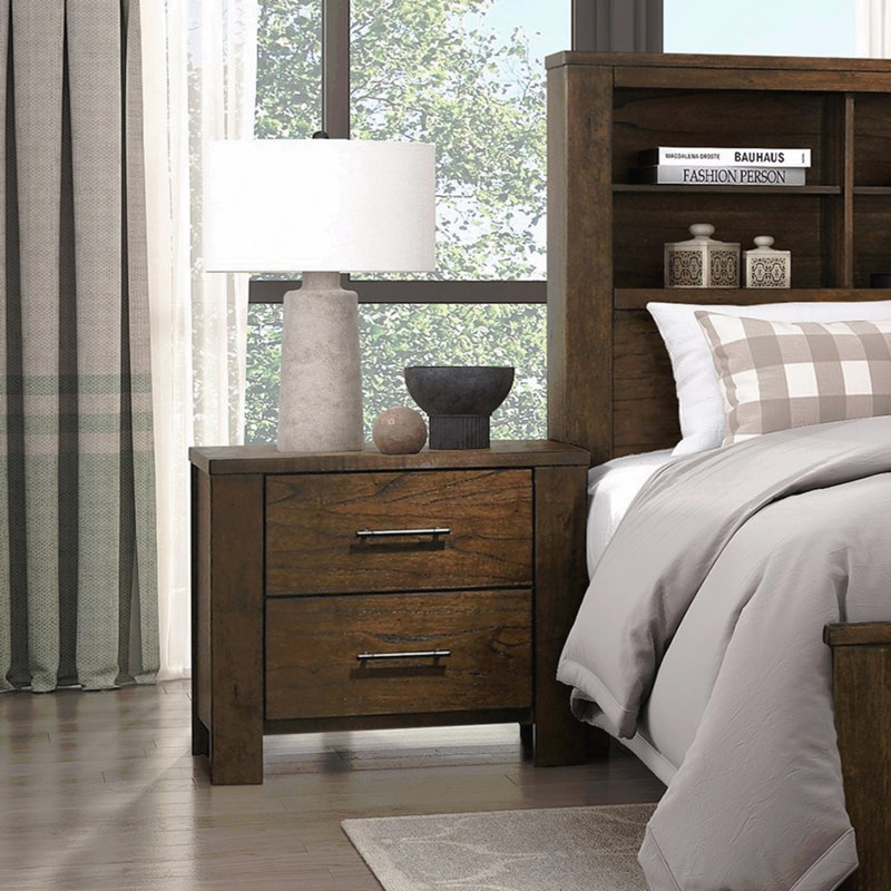 Table de chevet 1Pc avec 2 tiroirs, esthétique rustique, meubles de chambre à coucher, armoire de chevet 1pc