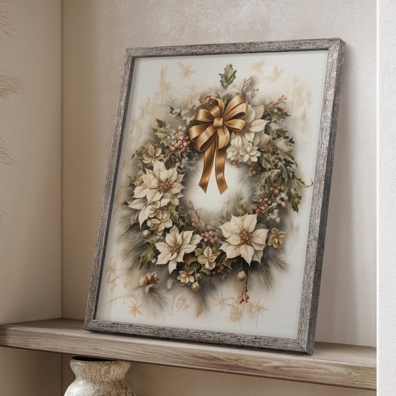Reproduction encadrée de Noël des fêtes de Noël, art encadré - Bois massif, H 11 po x l 9 po