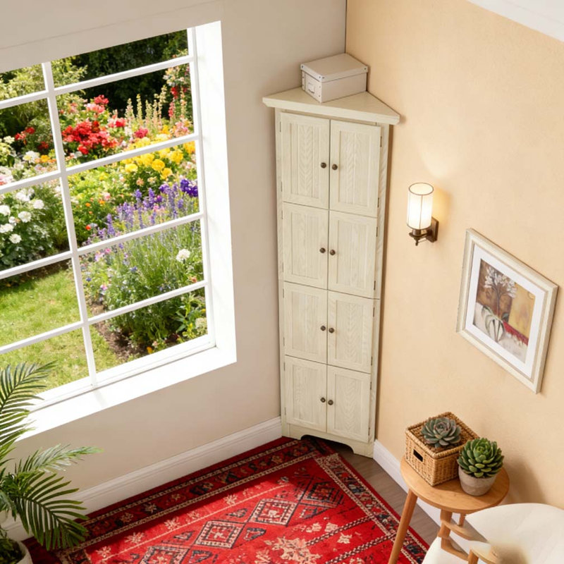 Armoire de rangement 72 po avec 8 portes, Blanc