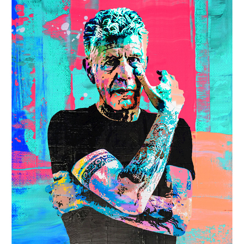 «Anthony Bourdain» par Stephen Chambers, impression sur toile tendue, L 32 po x H 36 po