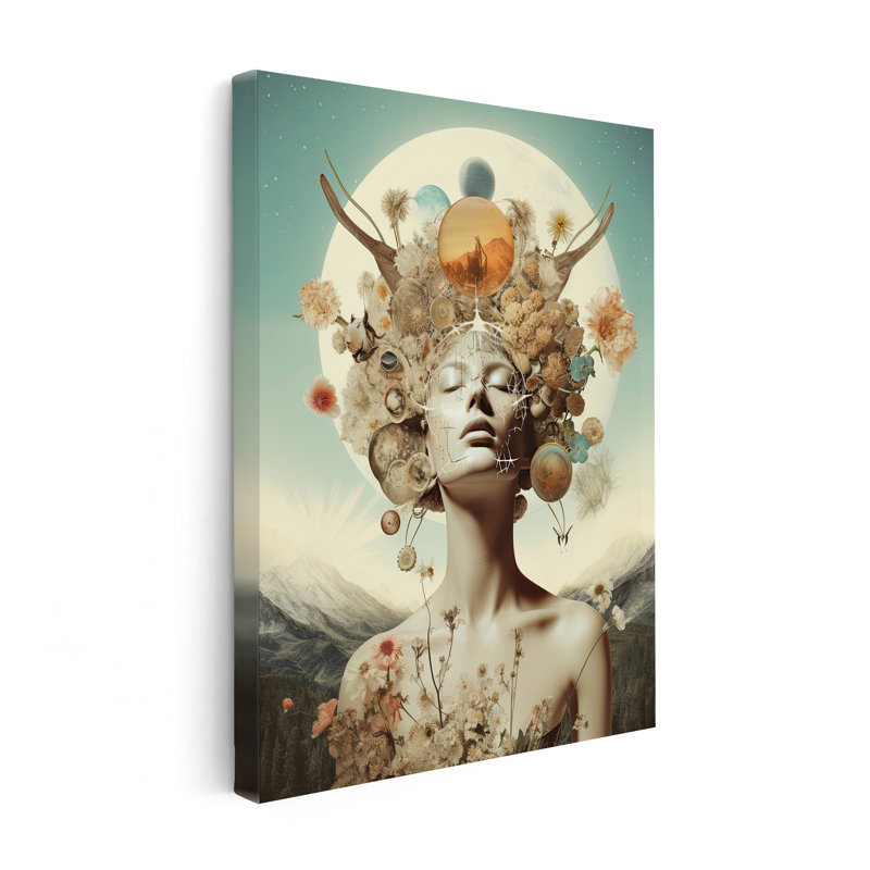 Trippy Portrait de femme No14, 11"H x 14"W, Poster, Black Framed