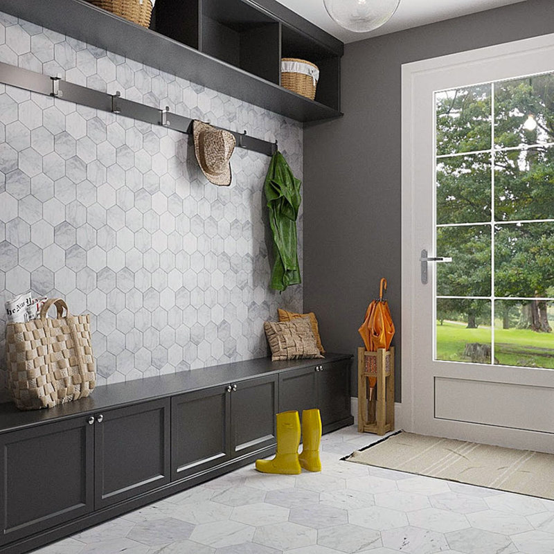 10.25" x 10.25" Marble Mosaic Wall Tile