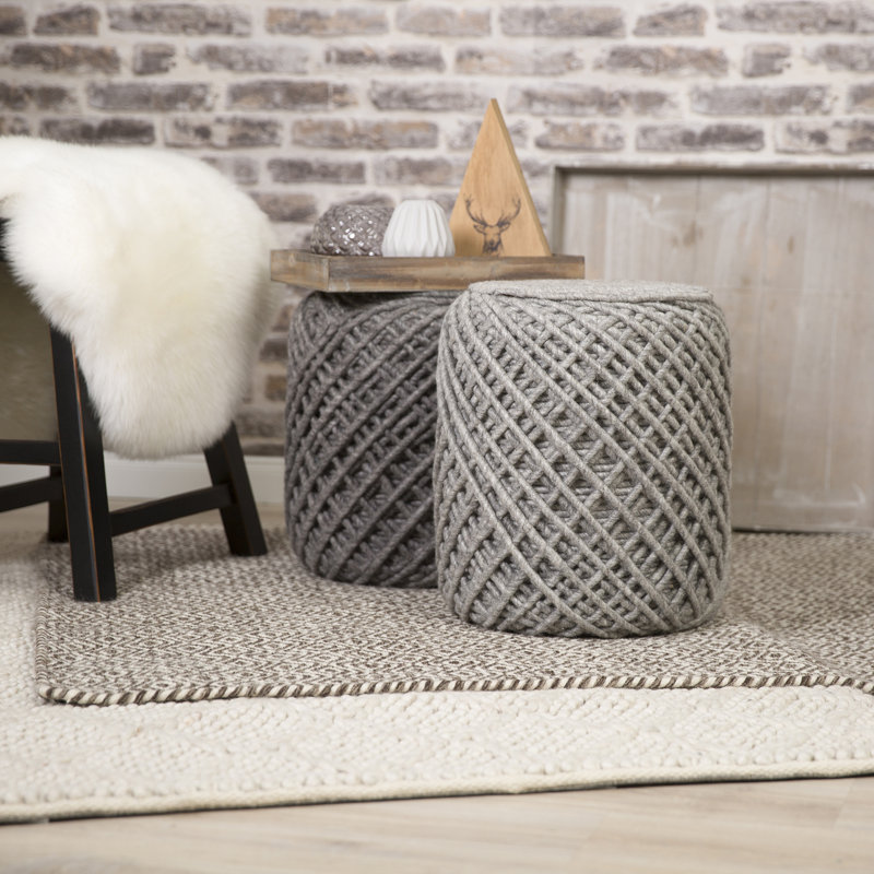 Pouf Royal 40cm Wide Round Solid Colour Footstool Ottoman, Silver