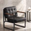 Chaise d'appoint moderne en similicuir avec dossier capitonné-513033500