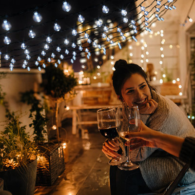 Cottone 256'' Outdoor Solar Powered Lights Decorations with 8 Modes 30-Bulb Globe Integrated LED String Lights