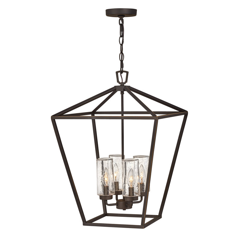 4 - Bulb 24.5" H Outdoor Hanging Lantern, Oil Rubbed Bronze, 100W