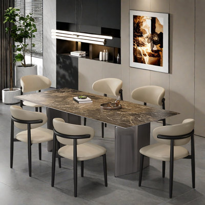 Modern simple rectangular high-end table and chair