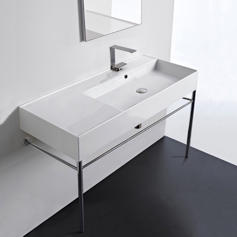 Scarabeo By Nameeks 18.1'' White Ceramic Rectangular Bathroom Sink with Overflow