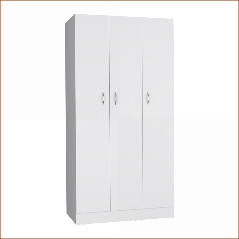 Commodes et amp; Garde-robes | Armoire classique 3 portes avec 2 tiroirs Ohio Tablettes à 4 niveaux | Blanc | Panneau de particules