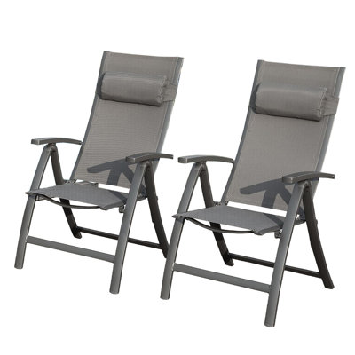Patio Folding Chairs Set of 2,PVC-coated polyester Fabric Seat