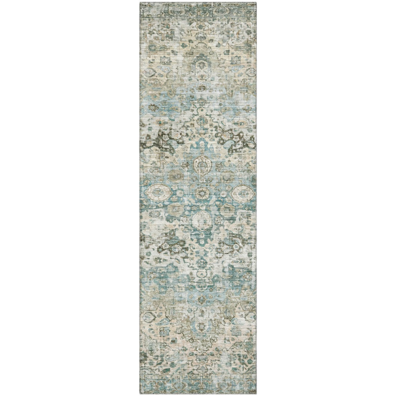 Premium Machine Washable Lubbers AMF1755 Border Rug, Runner 2'3" x 7'6"