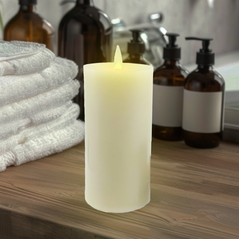 Pilier de cire avec télécommande, 6 po x 3 po sans flamme, Crème