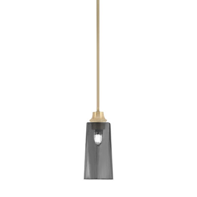 Pearse Hung Pendant Shown In New Age Brass Finish With 5" W x 10" HSmoke Bubble Glass