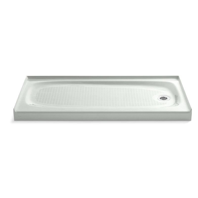 Salient 60" x 30" Cast Iron Rectangular Single Threshold Alcove Shower Base, Sea Salt, Left-Hand