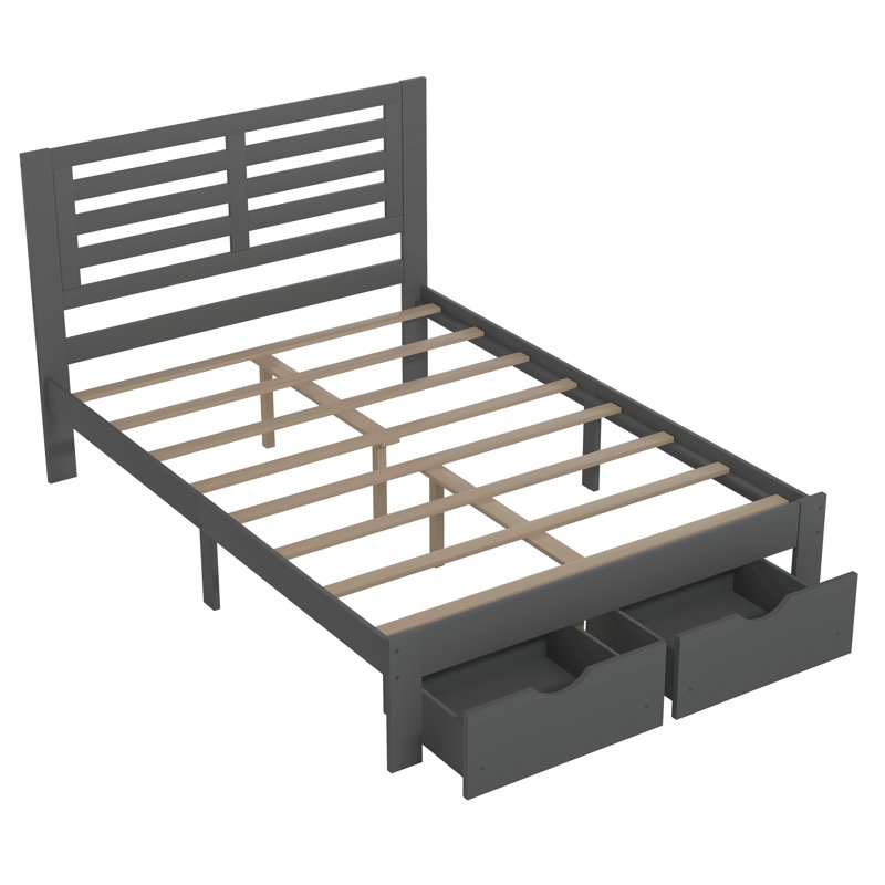 Lit plateforme double Bergelt, gris