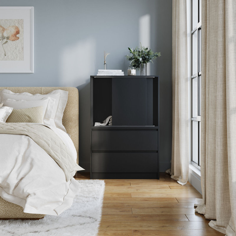 Medium Density Fiberboard (MDF) Rectangle Accent Cabinet, Black
