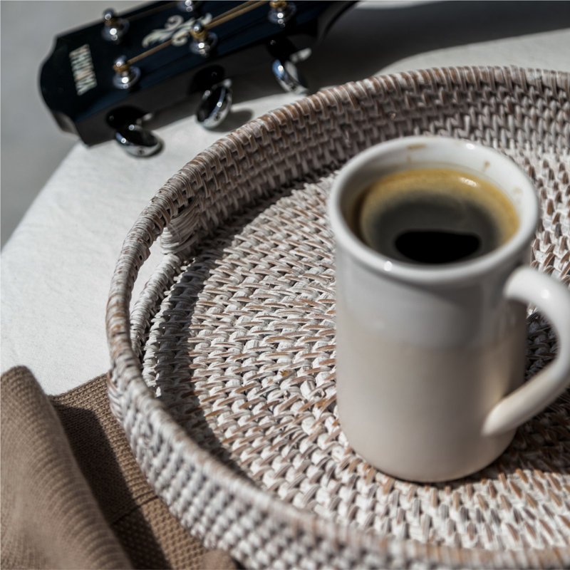 Lidya Wicker Tray, 2" H x 12" W x 12" D