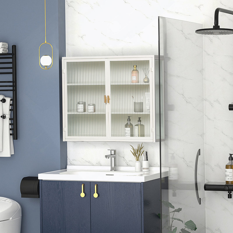 Armoire murale moderne à deux portes avec rangement à trois niveaux